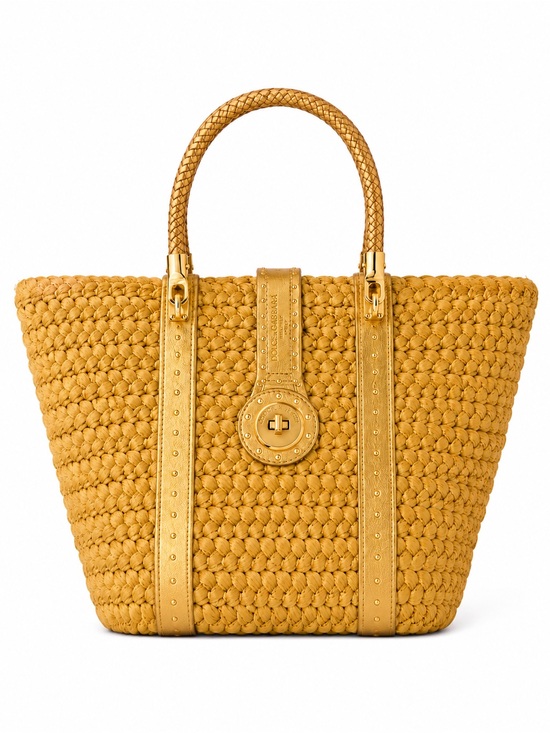 Michael Kors Handbags - Michael Kors gold Woven Leather-Trim Tote